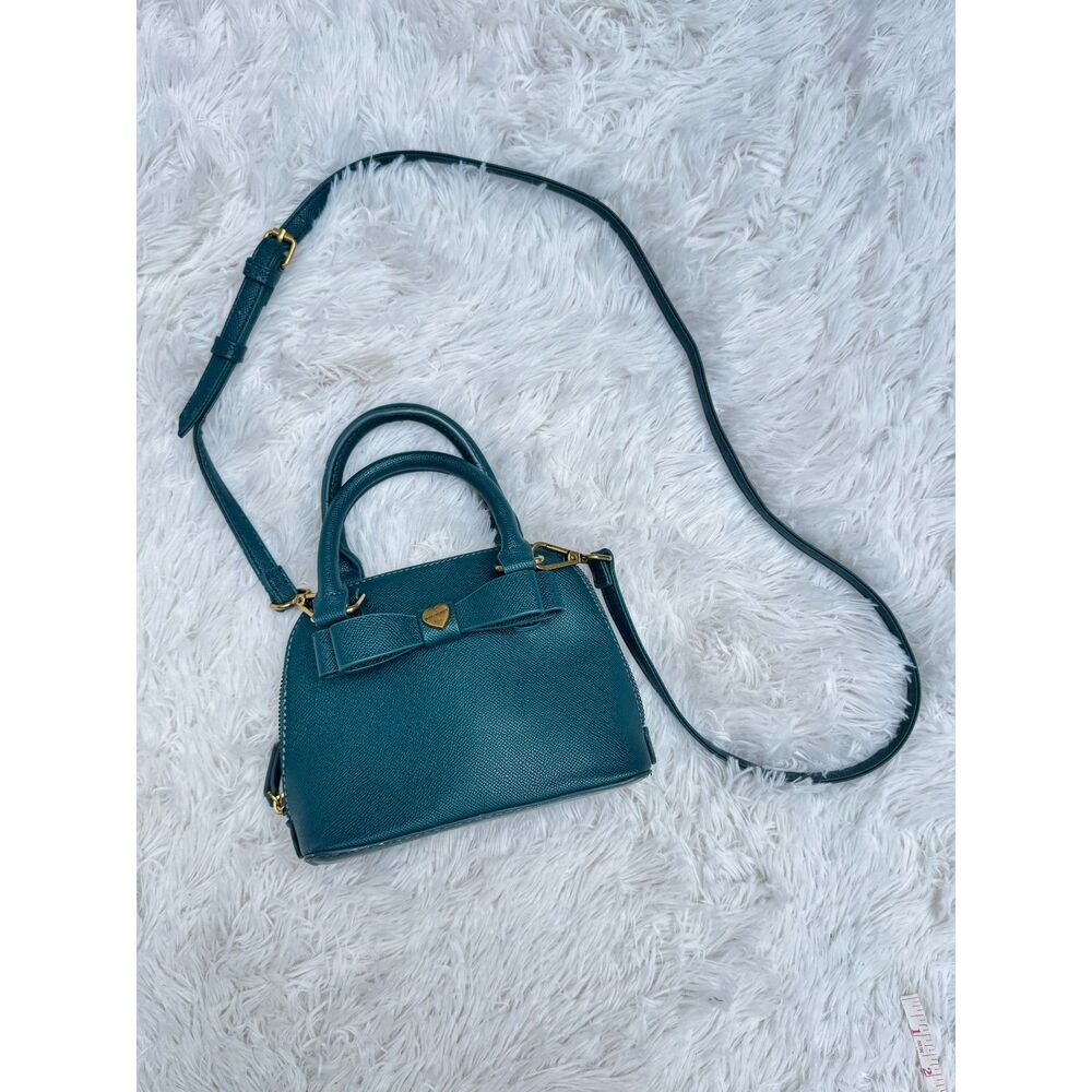 Betsey Johnson Teal Mini Dome Satchel Crossbody Bow Bag - Like New